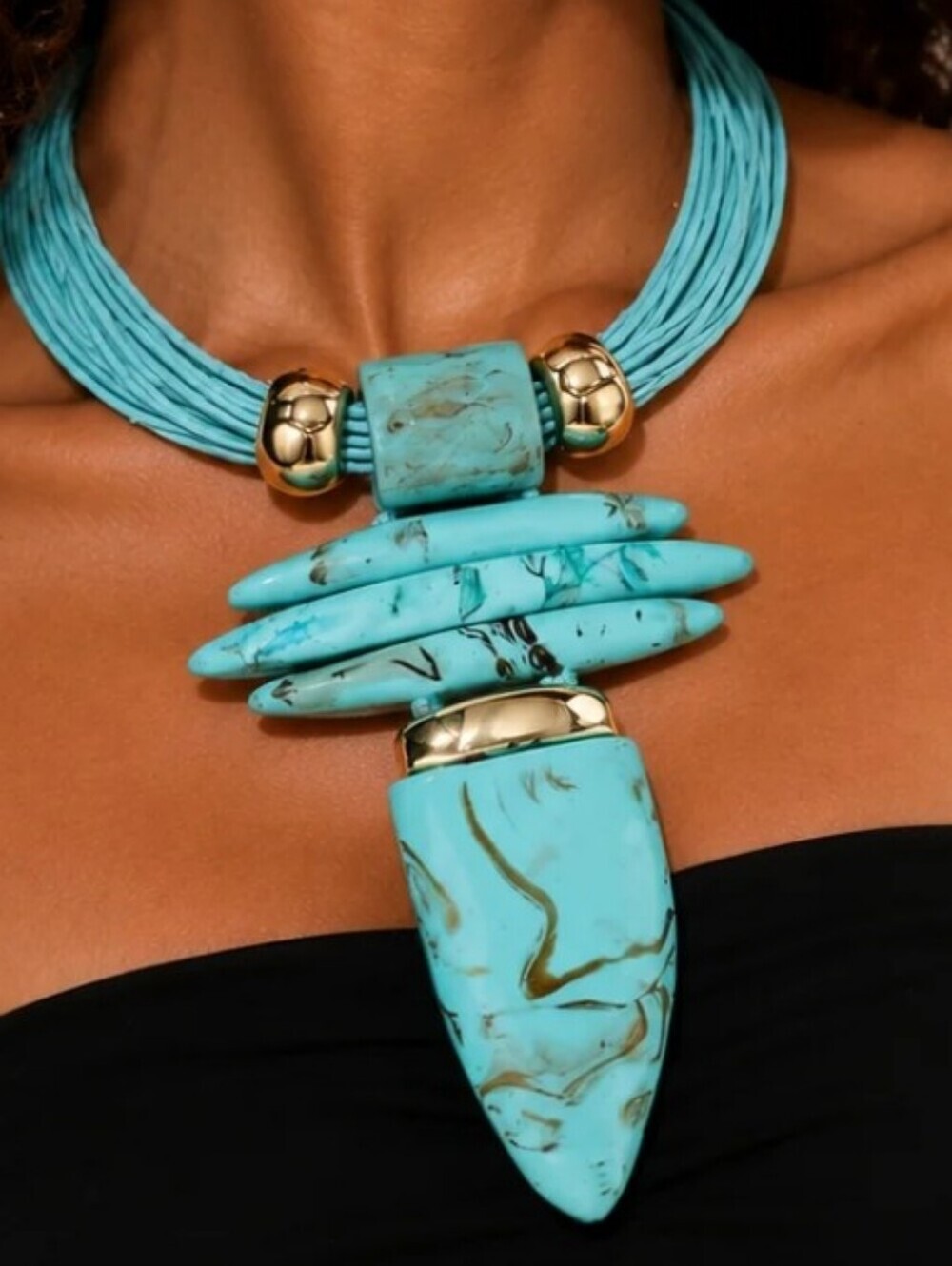 New! Turquoise Swirl Statement Necklace & Earrings FARM Rio  Style • NWOT 1000